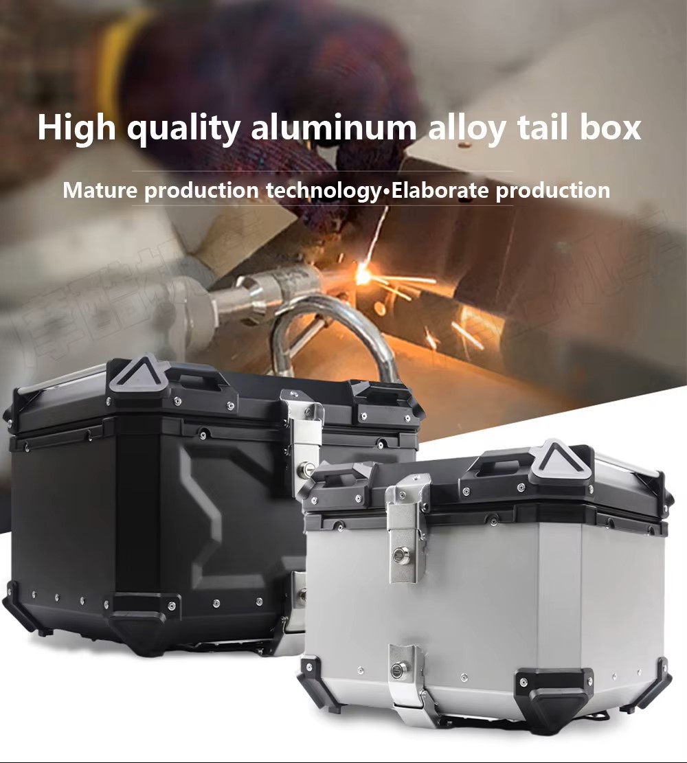 Aluminum Trunk 55L Motorcycle Top Case Waterproof Luggage Storage Tour Tail Box