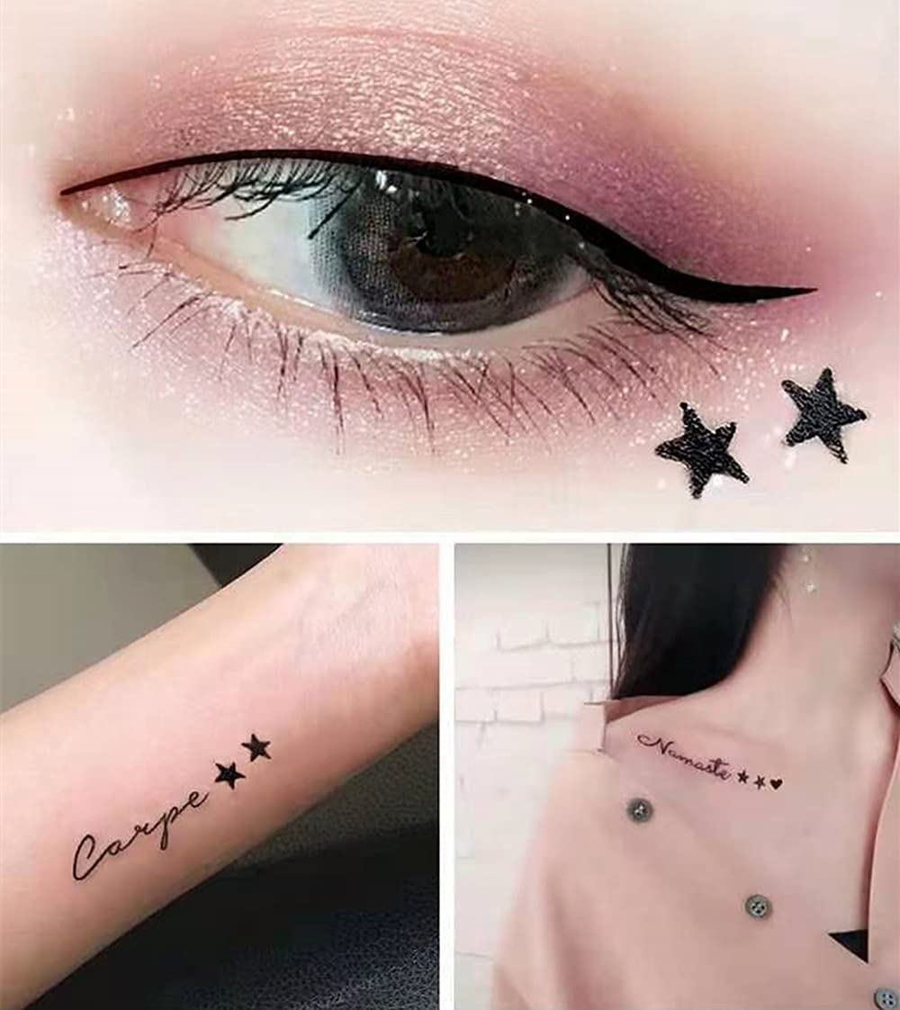 2in1 Black Liquid Eyeliner Stamp,Star Stamp Eyeliner Makeup,Double-Side Waterproof Eyeliner Pen,Long-lasting Smudge-proof Tattoo Tools,Black EyeLiner Makeup view 3