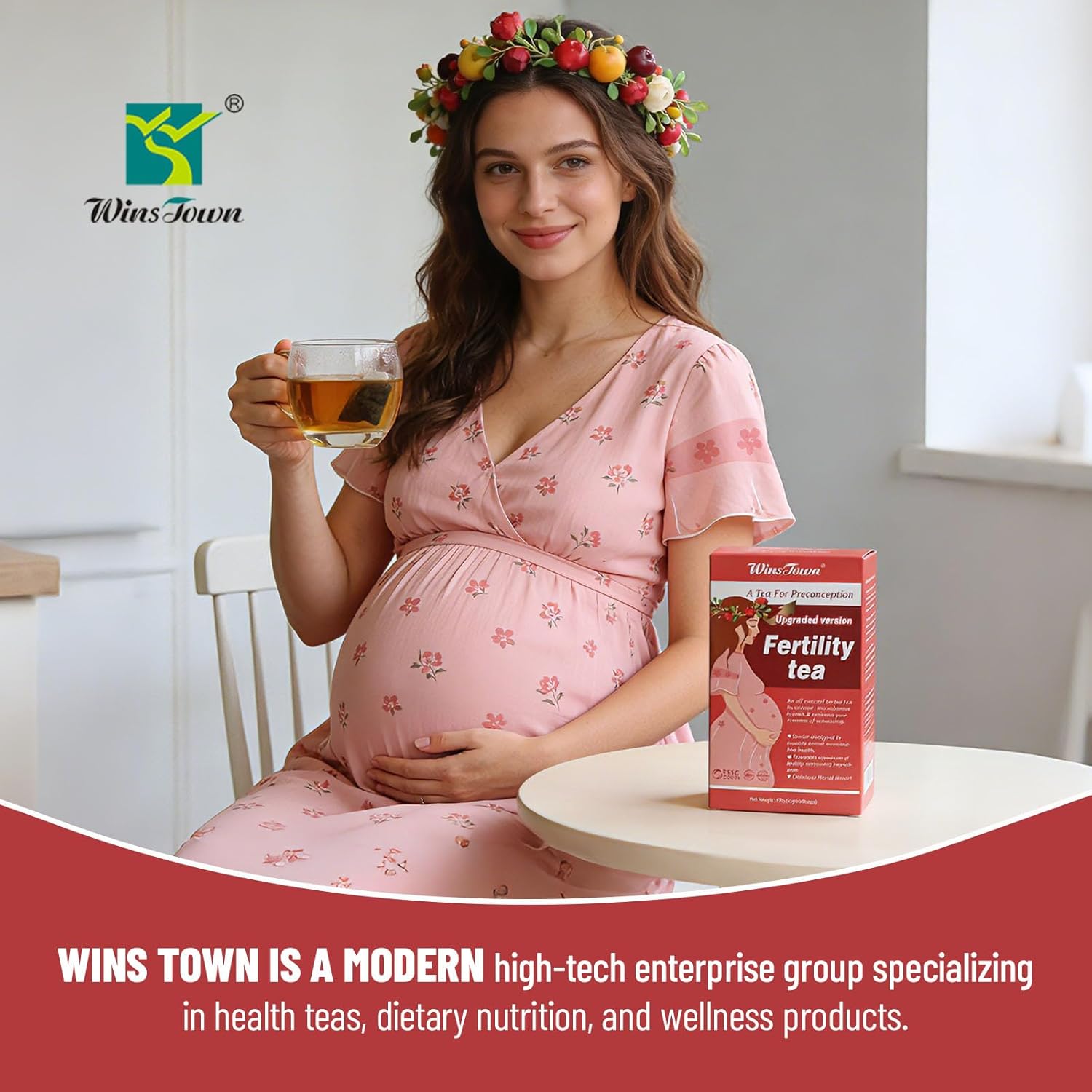 Wins Town Fertility Tea for Women - Preconception Herbal Beverage Support for Ovulation, Hormone Balance & Reproductive, 30 Tea Bags