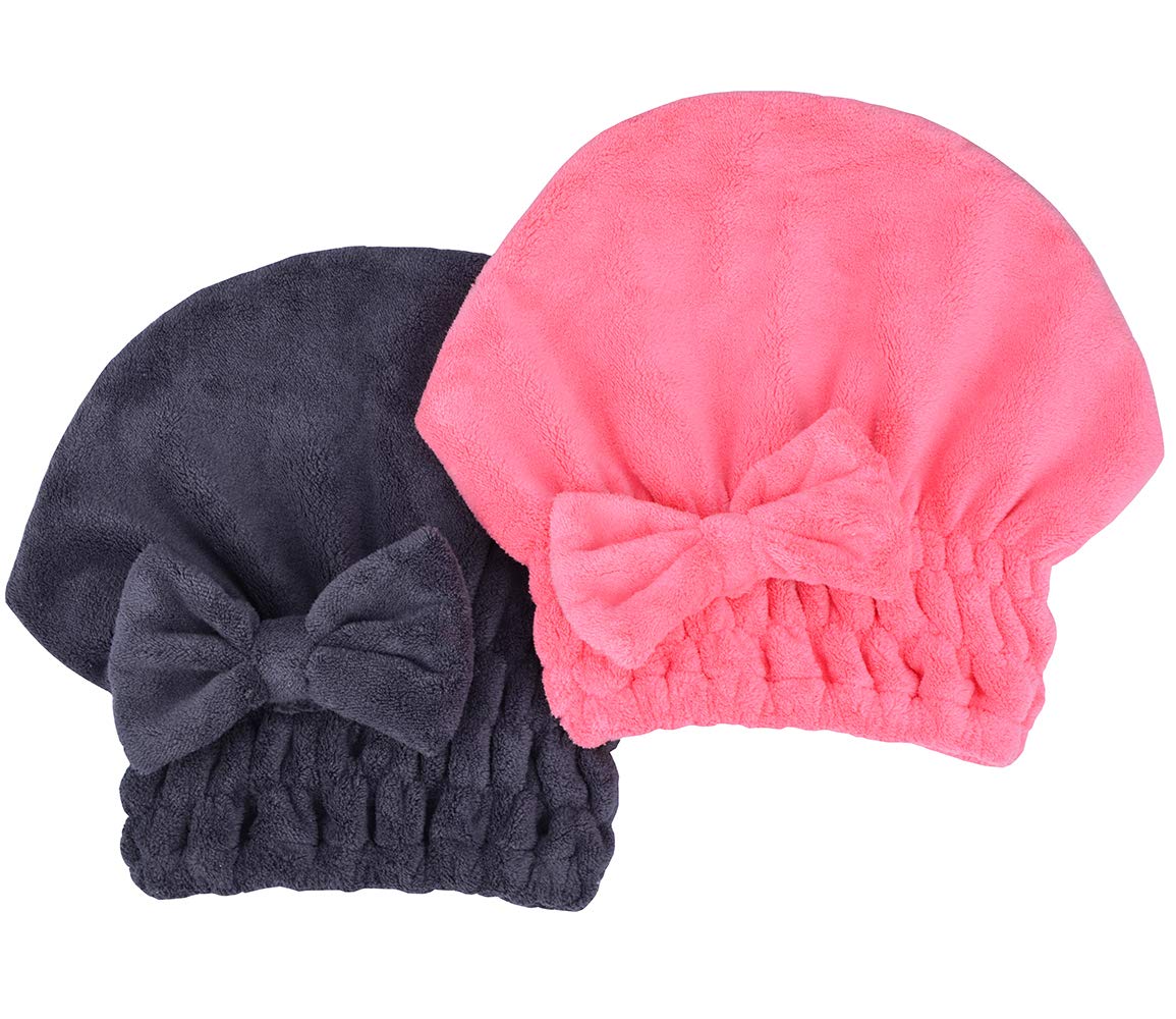 Microfiber Hair Drying Towels Head wrap with Bow-Knot Shower Cap Hair Turban hairWrap Bath Cap for Short or Curly Long & Wet Hair Gift for Women