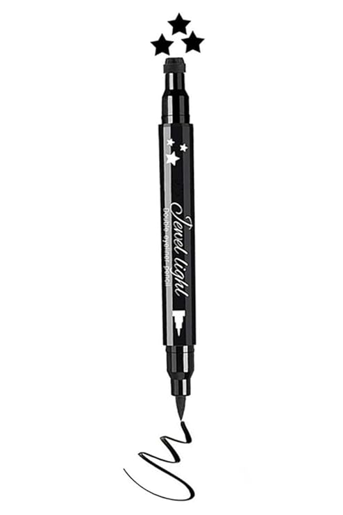 2in1 Black Liquid Eyeliner Stamp,Star Stamp Eyeliner Makeup,Double-Side Waterproof Eyeliner Pen,Long-lasting Smudge-proof Tattoo Tools,Black EyeLiner Makeup view 2