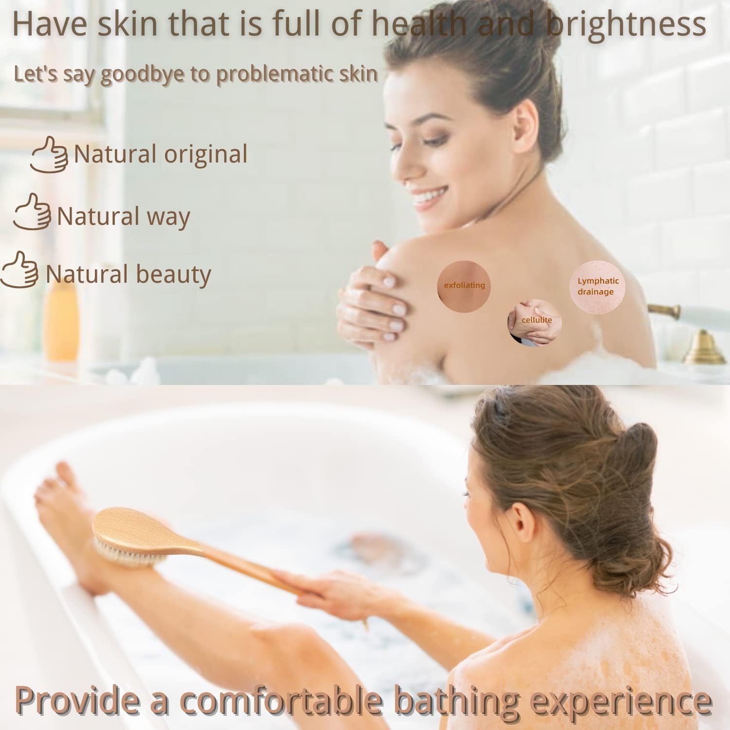 Premium Skin care Dry Body Brush - Improves Skin's Health and Beauty - Natural Bristle - Remove Dead Skin and Toxins, Improves Lymphatic Functions-Exfoliates, Stimulates Blood Circulation