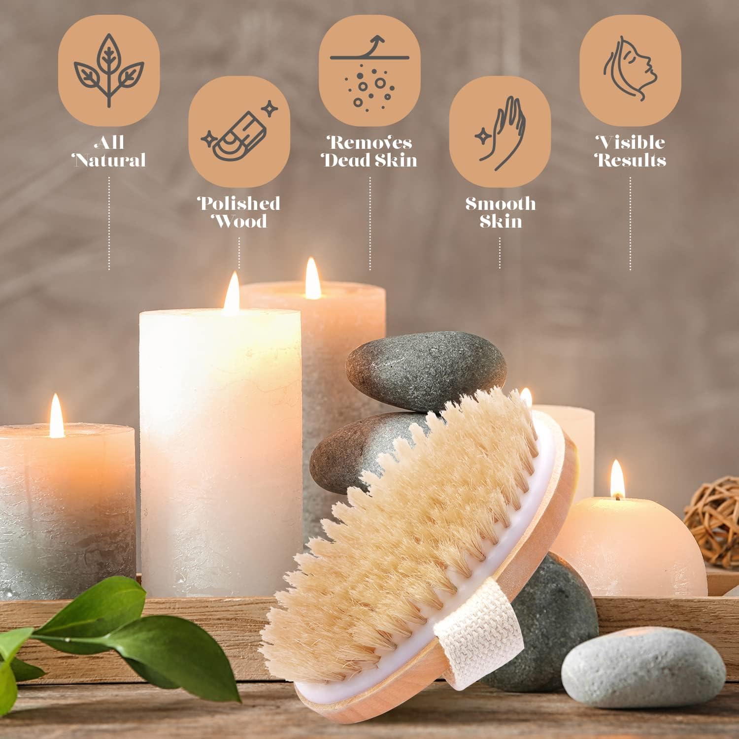 Premium Skin care Dry Body Brush - Improves Skin's Health and Beauty - Natural Bristle - Remove Dead Skin and Toxins, Improves Lymphatic Functions-Exfoliates, Stimulates Blood Circulation