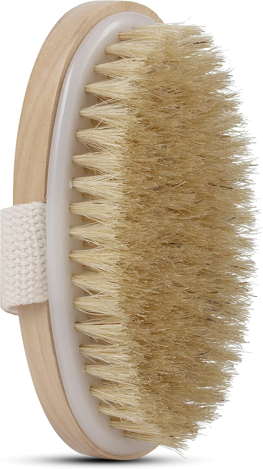Premium Skin care Dry Body Brush - Improves Skin's Health and Beauty - Natural Bristle - Remove Dead Skin and Toxins, Improves Lymphatic Functions-Exfoliates, Stimulates Blood Circulation