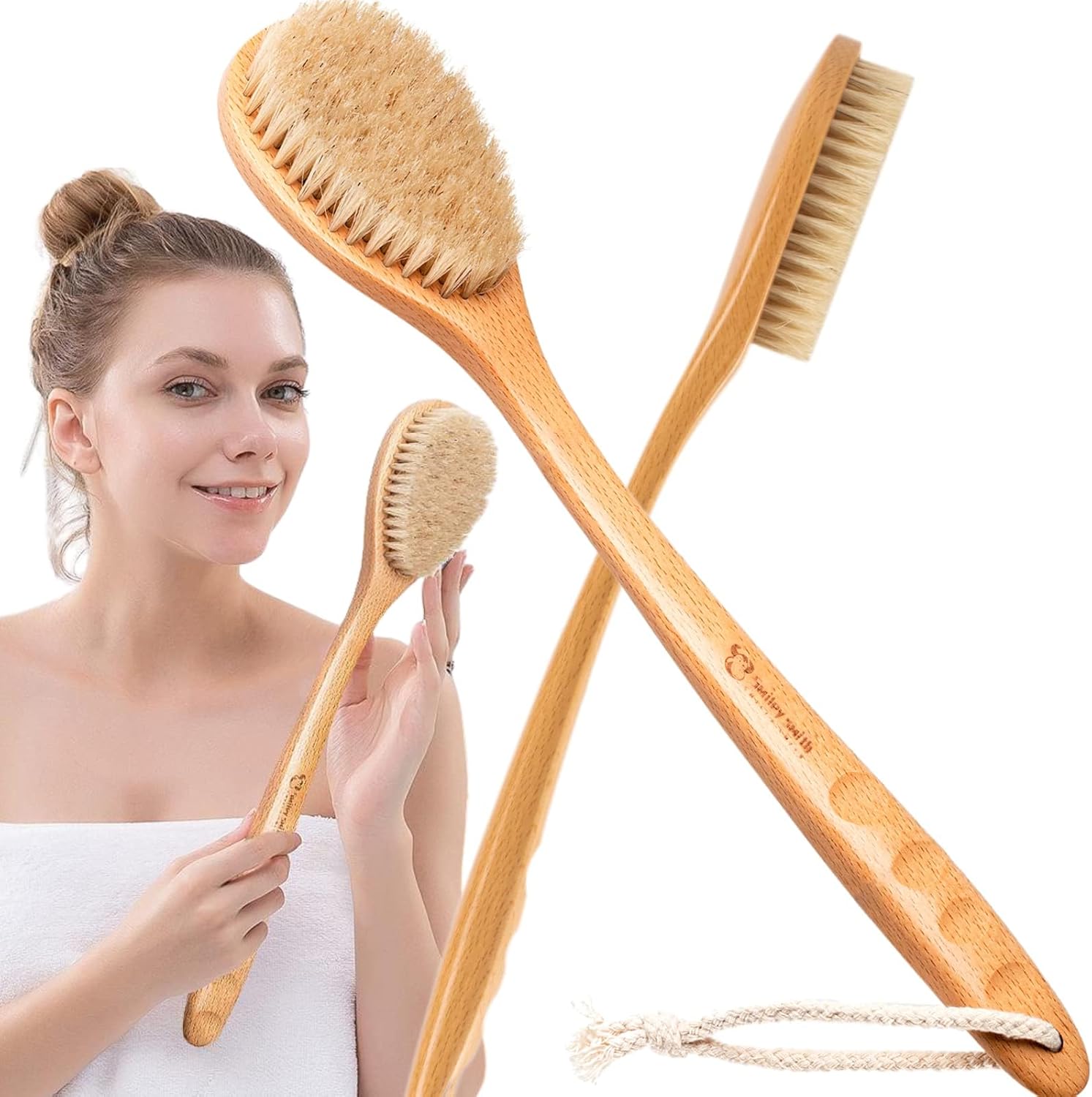 Premium Skin care Dry Body Brush - Improves Skin's Health and Beauty - Natural Bristle - Remove Dead Skin and Toxins, Improves Lymphatic Functions-Exfoliates, Stimulates Blood Circulation