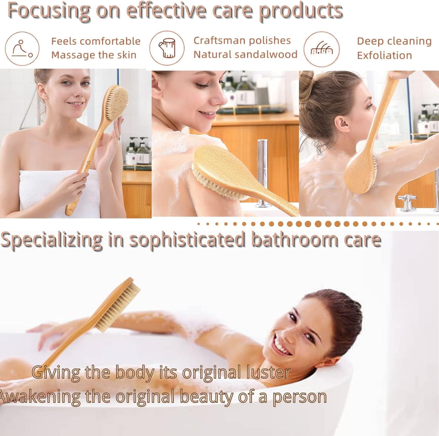 Premium Skin care Dry Body Brush - Improves Skin's Health and Beauty - Natural Bristle - Remove Dead Skin and Toxins, Improves Lymphatic Functions-Exfoliates, Stimulates Blood Circulation