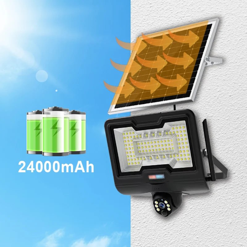 Solar Light 600W Solar Floodlight with 4G CCTV Camera, SIM Card PTZ, Motion Tracking, Night Vision, Two-Way Audio