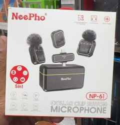 NP-61 Neepho Collar Clip Button Wireless Dual Mic Set with Digital Board | Type-C & Lightning Connectors | Pro Audio for Creators