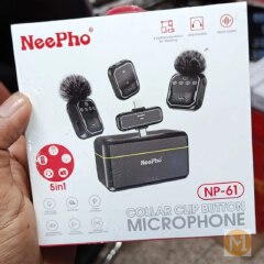 NP-61 Neepho Collar Clip Button Wireless Dual Mic Set with Digital Board | Type-C & Lightning Connectors | Pro Audio for Creators