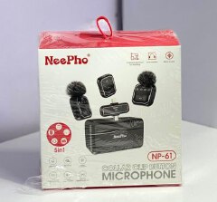 NP-61 Neepho Collar Clip Button Wireless Dual Mic Set with Digital Board | Type-C & Lightning Connectors | Pro Audio for Creators