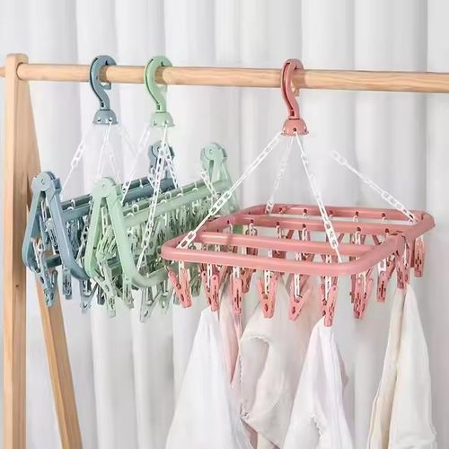 Multipurpose 32 Pegs Clips Folding Clothes Dryer Hanger Underwear/Socks Drying Hanger Rack