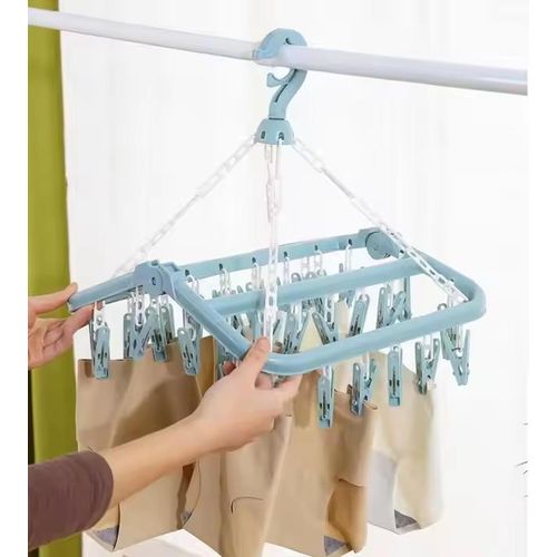 Multipurpose 32 Pegs Clips Folding Clothes Dryer Hanger Underwear/Socks Drying Hanger Rack