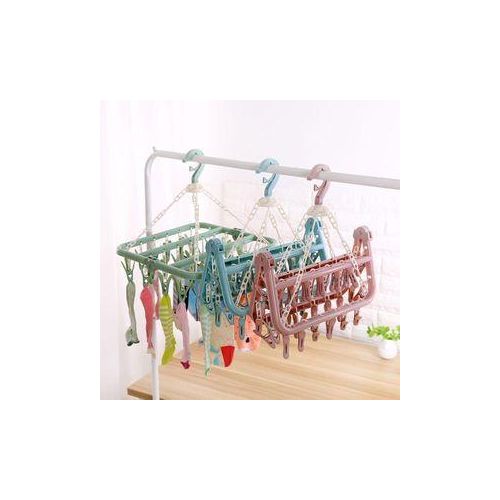 Multipurpose 32 Pegs Clips Folding Clothes Dryer Hanger Underwear/Socks Drying Hanger Rack