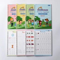 Kids magic practice books set of 4. Maths, alphabet, numbers, drawing also comes with 1 pen, 4 pen refills and pen holder