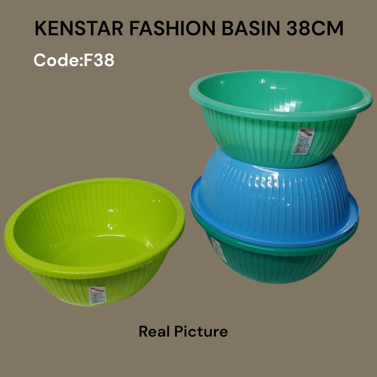 4pcs KenStar Heavy Plastic Fashion Basin Set – Strong Durable Multipurpose Household Wash Basins for Cleaning Dishes, Fruits, Vegetables, Laundry and Everyday Home Use