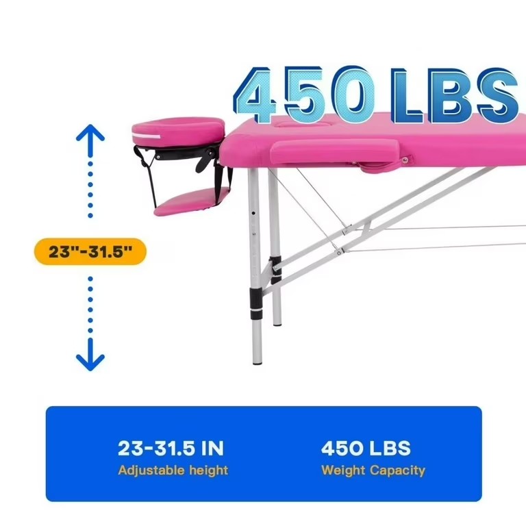 Folding Portable Massage Table 73 Inch Professional Spa Bed – Steel Lash Bed Tattoo Table with Carrying Case and Facial Cradle for Salon Use