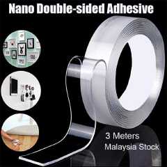 3M Nano Double Sided Tape 3cm Wide Heavy Duty Reusable Mounting Adhesive Tape, Washable Removable Traceless Strong Sticky Tape for Walls, Home, Office, Kitchen and Multipurpose Use
