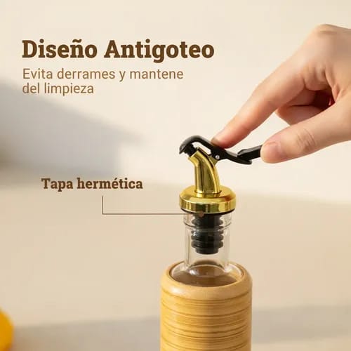 500ml Glass Oil and Vinegar Dispenser Bottle, Olive Oil Storage Bottle with Nozzle Pourer, Kitchen Cooking Oil Dispenser for Vinegar, Salad Dressing and Condiments, Refillable Tabletop Container