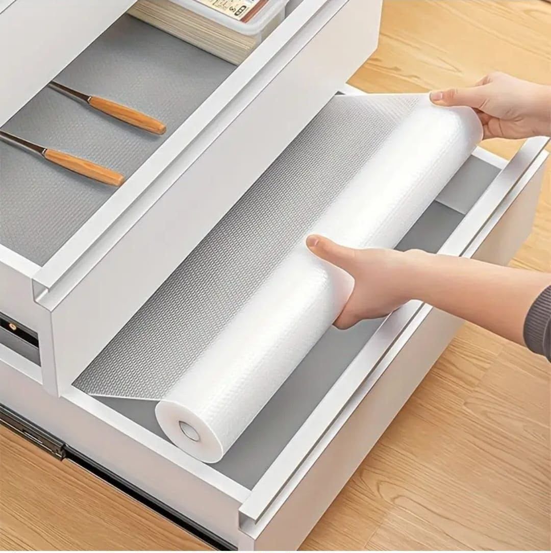 Clear Kitchen Drawer Liner Mat, Oil Proof Moisture Resistant Cupboard Shelf Liner, Non-Slip Protective Storage Mat for Cabinets, Drawers, Shelves, Kitchen Counters and Home Organization