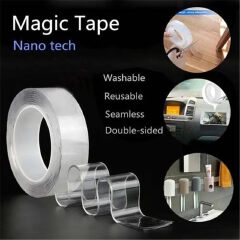 3M Nano Double Sided Tape 3cm Wide Heavy Duty Reusable Mounting Adhesive Tape, Washable Removable Traceless Strong Sticky Tape for Walls, Home, Office, Kitchen and Multipurpose Use