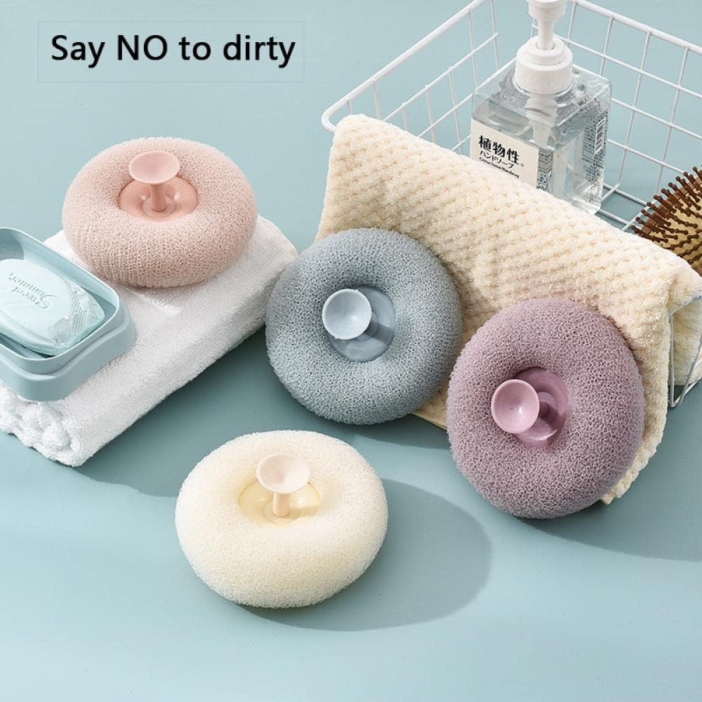 2pcs Reusable Exfoliating Shower Sponge Ball with Sucker – Mesh Scrub Ball for Easy Hanging and Washing, Body Care for Women and Men