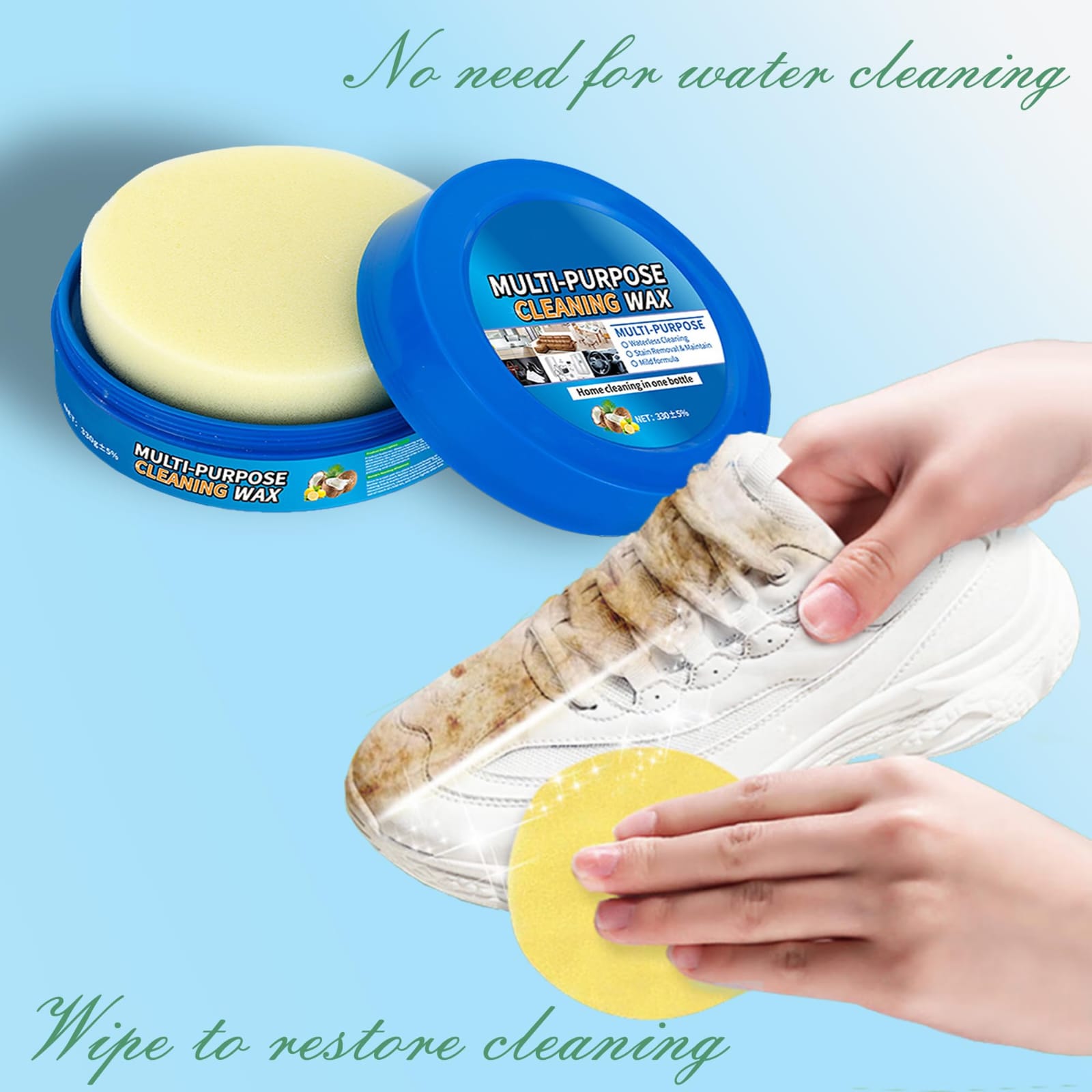 Multi-Functional Cleaning Cream with Sponge for Cleaning Shoes, Couch, Furniture and Car Interiors – White Shoes Cleaning Cream Removes Stubborn Stains