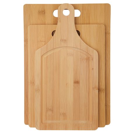 3 in 1 Wooden Bamboo Cutting Board with Handle – Solid Wood Kitchen Board for Pizza Bread Fruit and Vegetables with Hanging Design