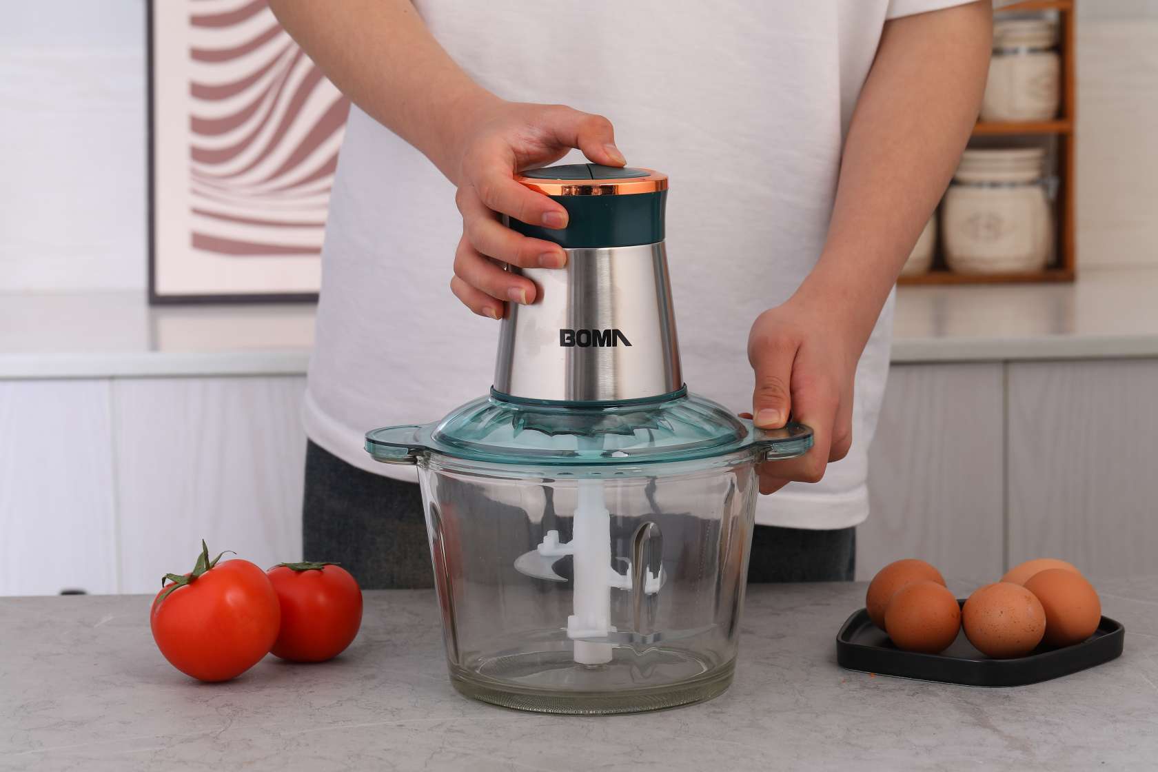 3 Litre Glass Electric Food Chopper with 300W Motor and 2-Speed Setting for Chopping Vegetables and Meat for Enhanced Culinary Preparation