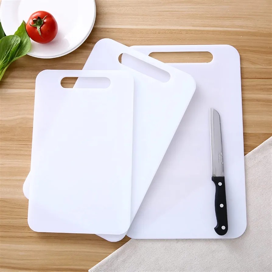 Food Grade White Reversible Non-Porous Cutting Board – Raw Meat Pork Ribs Kitchen Cut Tool Plastic Thick Chopping Board for Home Cooking