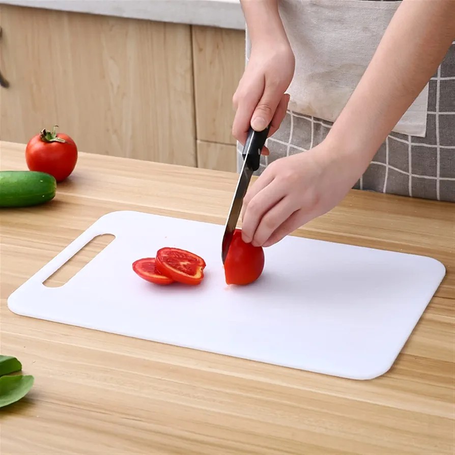 Food Grade White Reversible Non-Porous Cutting Board – Raw Meat Pork Ribs Kitchen Cut Tool Plastic Thick Chopping Board for Home Cooking