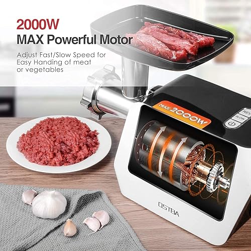 5-in-1 Electric Meat Grinder 2000W Heavy Duty Stainless Steel Mincer Machine, Sausage Stuffer with Kubbe, Slicing, Shredding and Tomato Juicing Kits for Home Kitchen Food Preparation