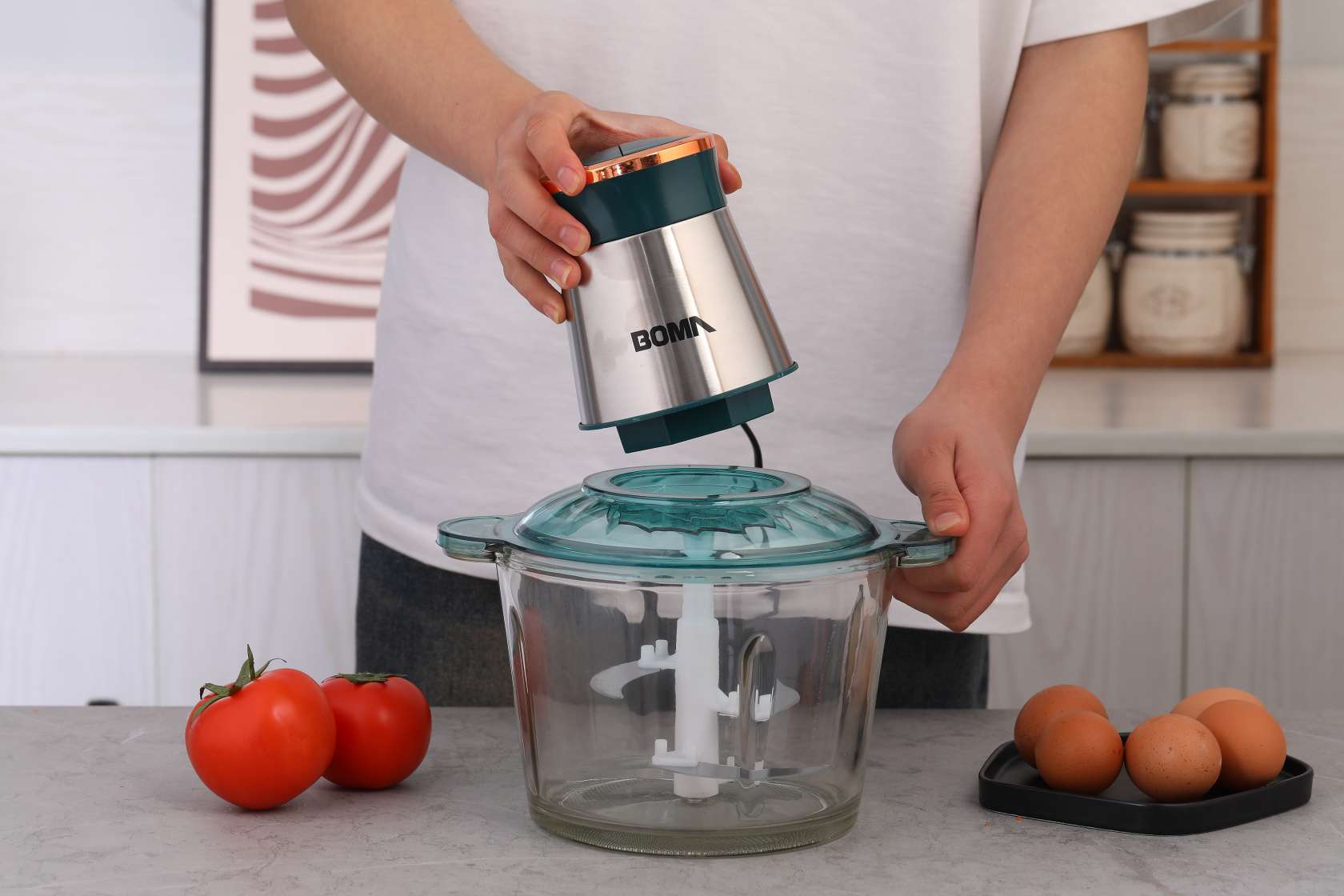 3 Litre Glass Electric Food Chopper with 300W Motor and 2-Speed Setting for Chopping Vegetables and Meat for Enhanced Culinary Preparation
