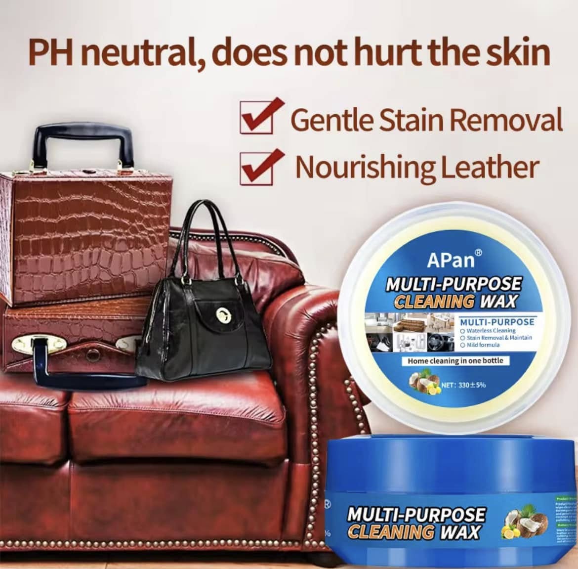 Multi-Functional Cleaning Cream with Sponge for Cleaning Shoes, Couch, Furniture and Car Interiors – White Shoes Cleaning Cream Removes Stubborn Stains