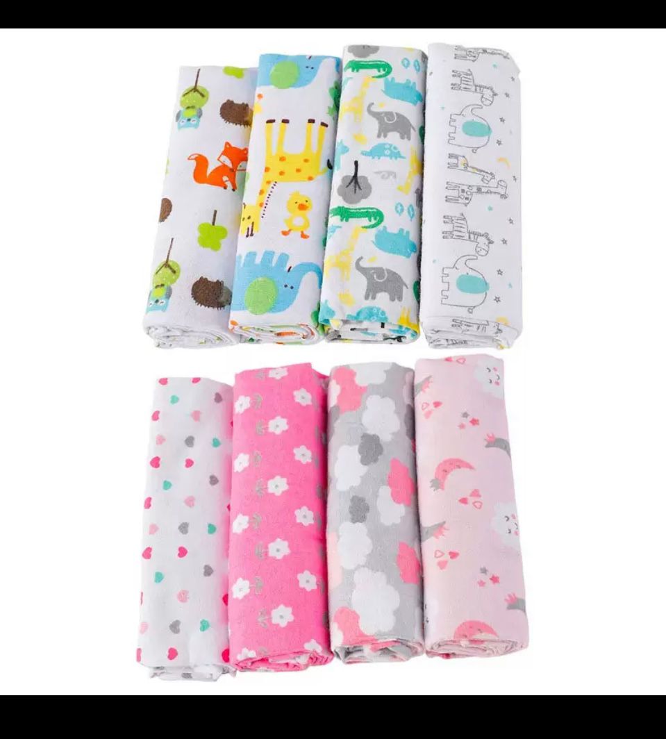 4-Pack 6 pack Premium Cotton Flannel Baby Shawls - Ultra Soft Newborn Receiving Blankets & Swaddle Set