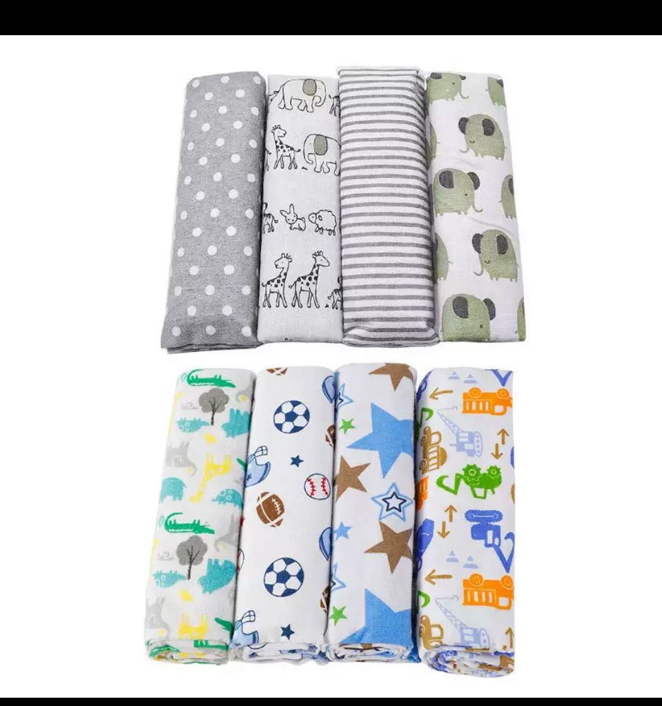 4-Pack 6 pack Premium Cotton Flannel Baby Shawls - Ultra Soft Newborn Receiving Blankets & Swaddle Set