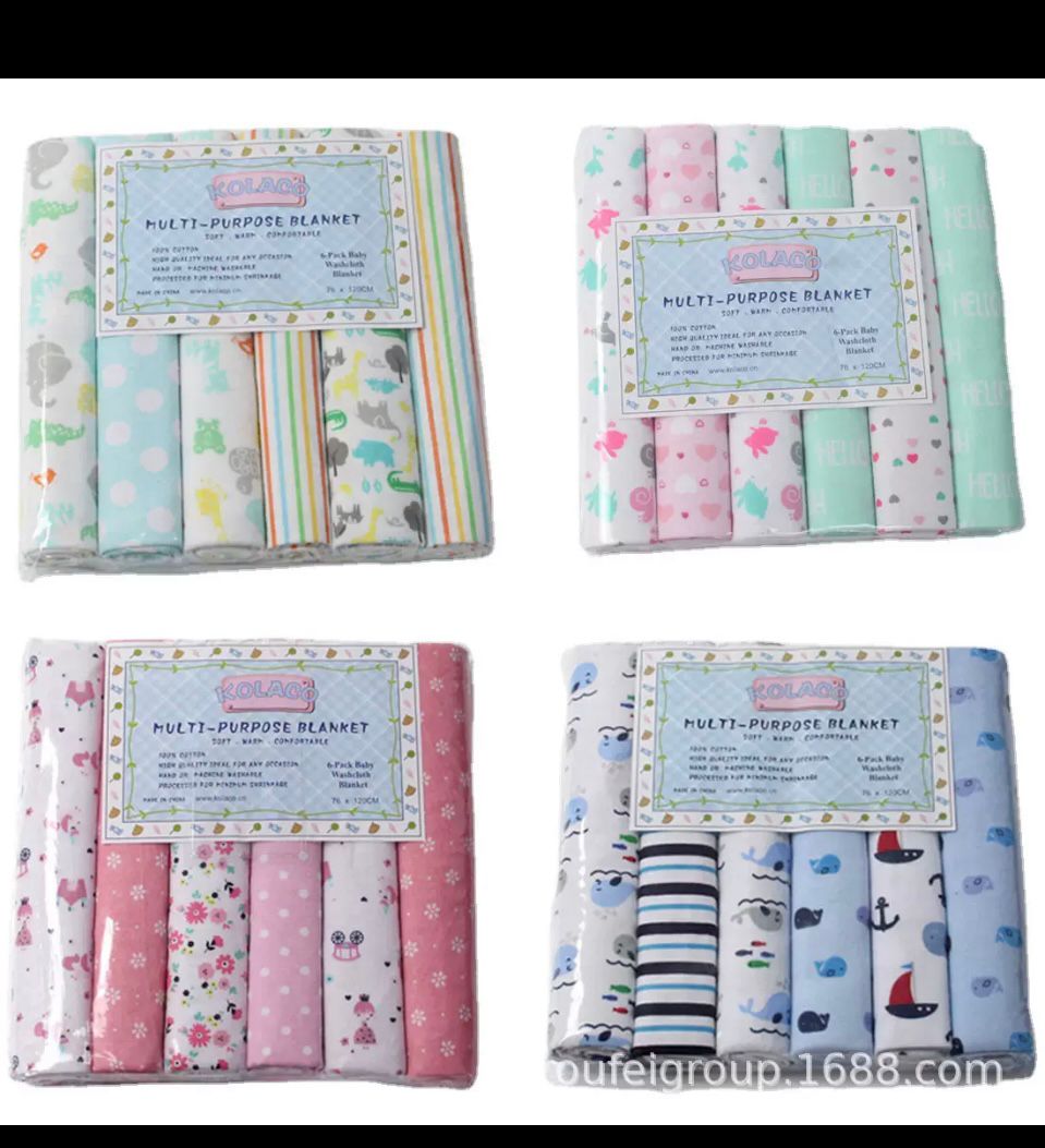 4-Pack 6 pack Premium Cotton Flannel Baby Shawls - Ultra Soft Newborn Receiving Blankets & Swaddle Set