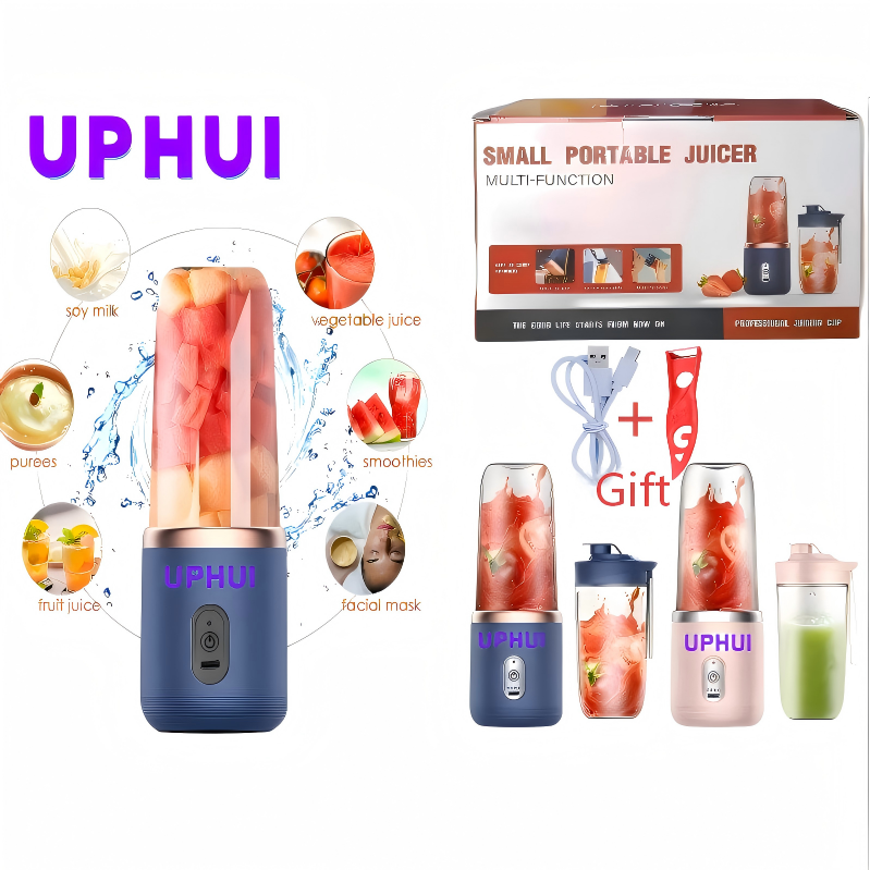UPHUI Personal Blender For Shakes And Smoothies Portable Mixer Fruit Juicer USB Rechargeable With 6 Blades Handheld Blenders For Sports Travel And Outdoors Small Electric Mini Blender