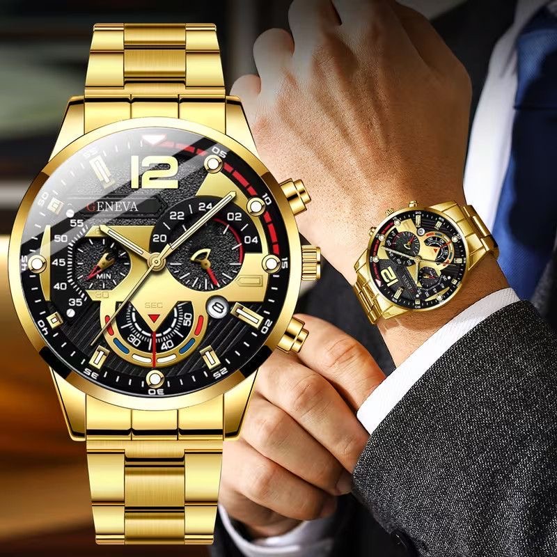 Men Watches Fashion Sport Men's Stainless Steel Case Steel Band Quartz Analog Wrist Watch