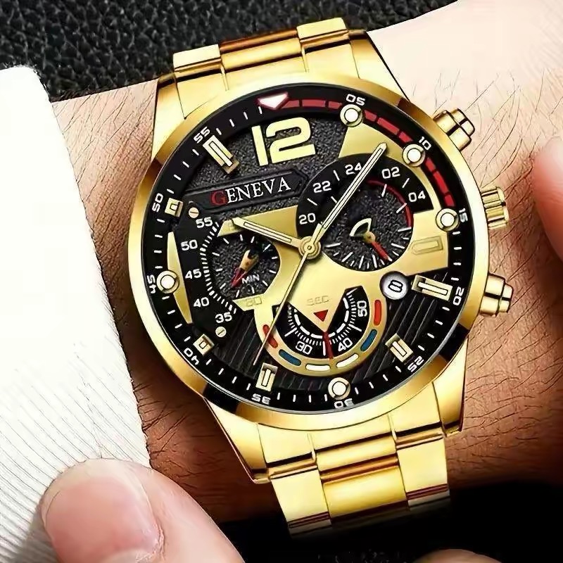 Men Watches Fashion Sport Men's Stainless Steel Case Steel Band Quartz Analog Wrist Watch