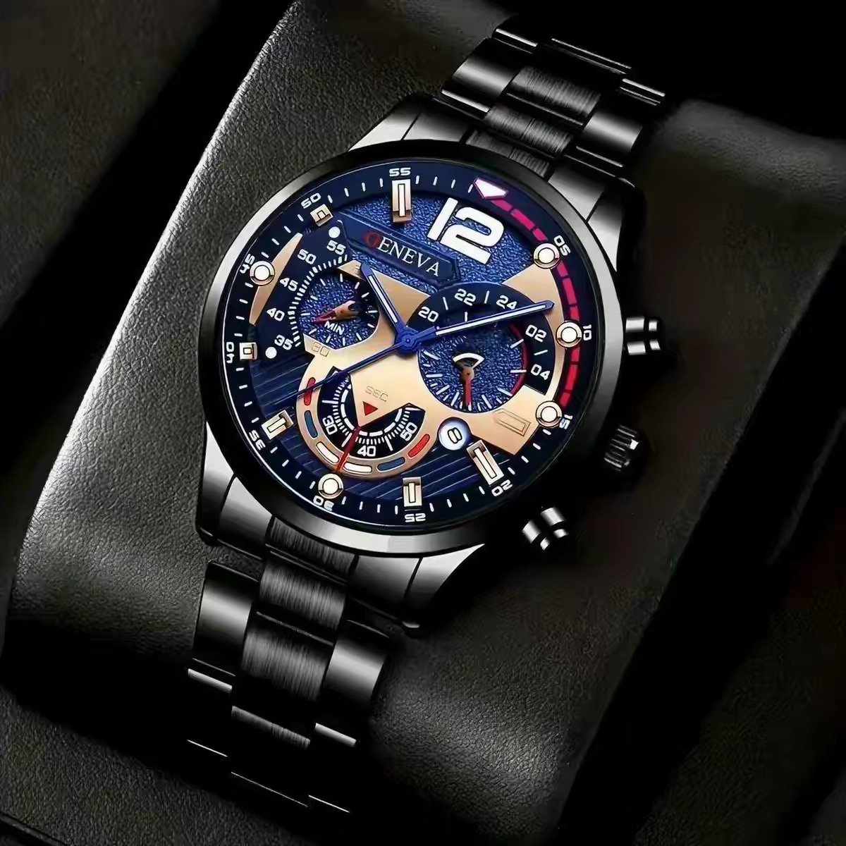 5 In 1 Men's Watch Bracelets Set Men's Geneva Calendar Business Quartz Steel Strip Watch AndWith Life Tree Leather Beaded Braided Bracelets Fashion Casual Accessories Gift Set For Men