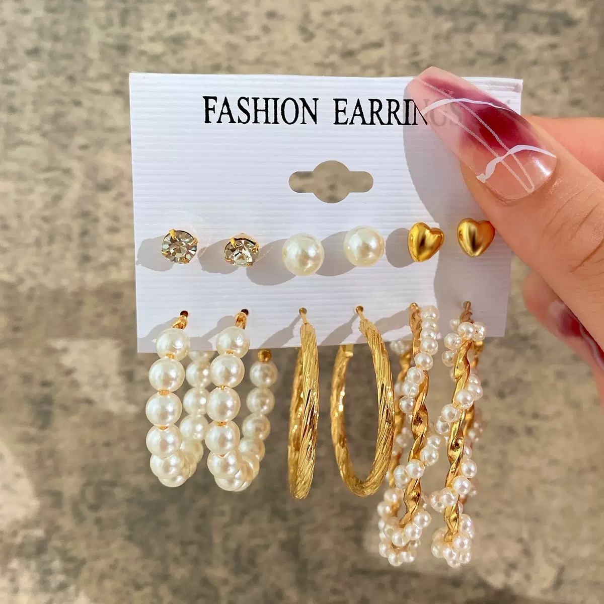 12PCS Earrings Women's Oversized Earrings Pearl Diamond Love Stud Earrings 6 Sets Gold Exaggerated Earrings Stud Earrings For Shopping And Mtching Everyday Wear Or Gifts