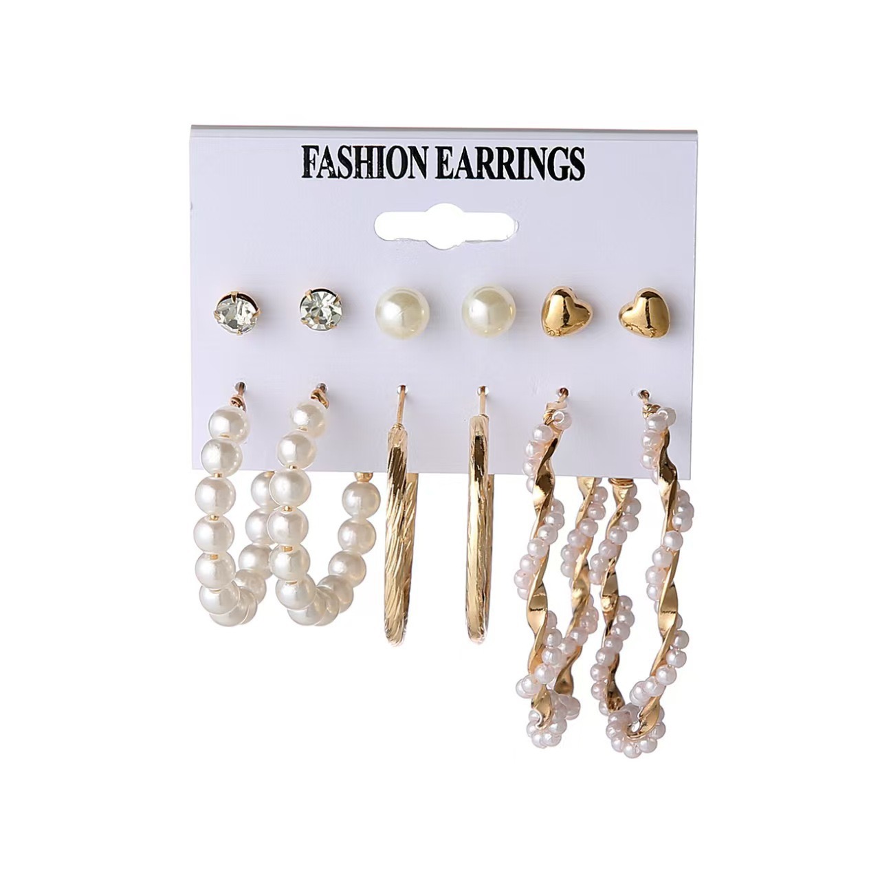 12PCS Earrings Women's Oversized Earrings Pearl Diamond Love Stud Earrings 6 Sets Gold Exaggerated Earrings Stud Earrings For Shopping And Mtching Everyday Wear Or Gifts