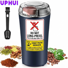 UPHUI Electric Coffee Grinder Spice Grinder Coffee Bean And Vanilla Grinder Equipped With A Brush Spoon And One Button Stainless Steel Grinding Suitable For Vanilla Peanut Grain And Bean Grinding