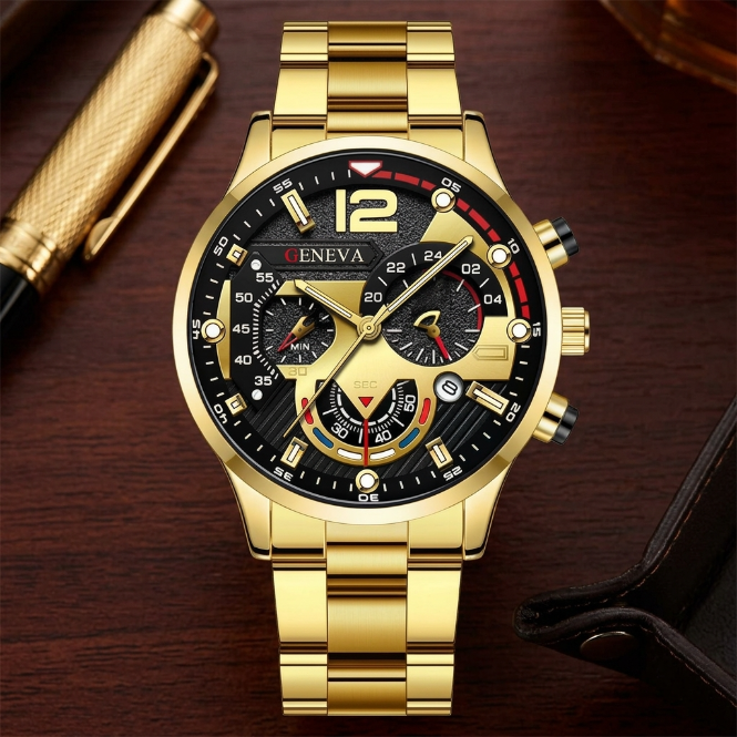 Men Watches Fashion Sport Men's Stainless Steel Case Steel Band Quartz Analog Wrist Watch