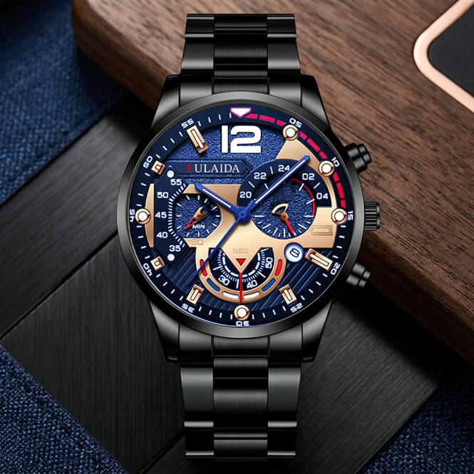Men Watches Fashion Sport Men's Stainless Steel Case Steel Band Quartz Analog Wrist Watch