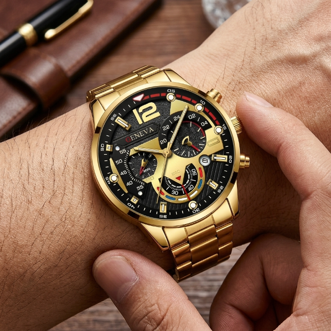 Men Watches Fashion Sport Men's Stainless Steel Case Steel Band Quartz Analog Wrist Watch