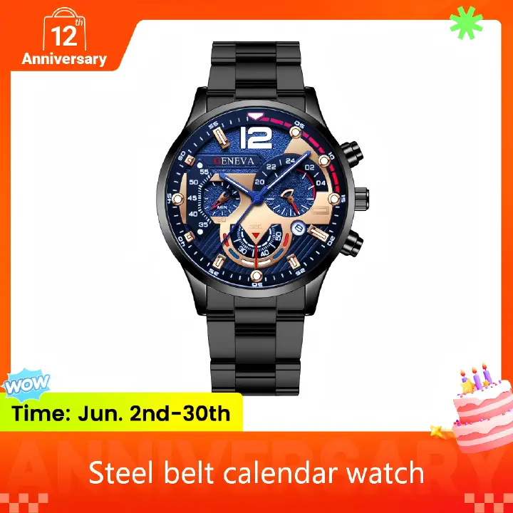 Men Watches Fashion Sport Men's Stainless Steel Case Steel Band Quartz Analog Wrist Watch