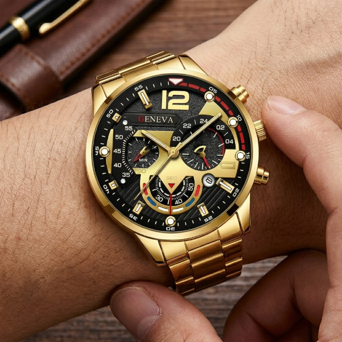 Men Watches Fashion Sport Men's Stainless Steel Case Steel Band Quartz Analog Wrist Watch