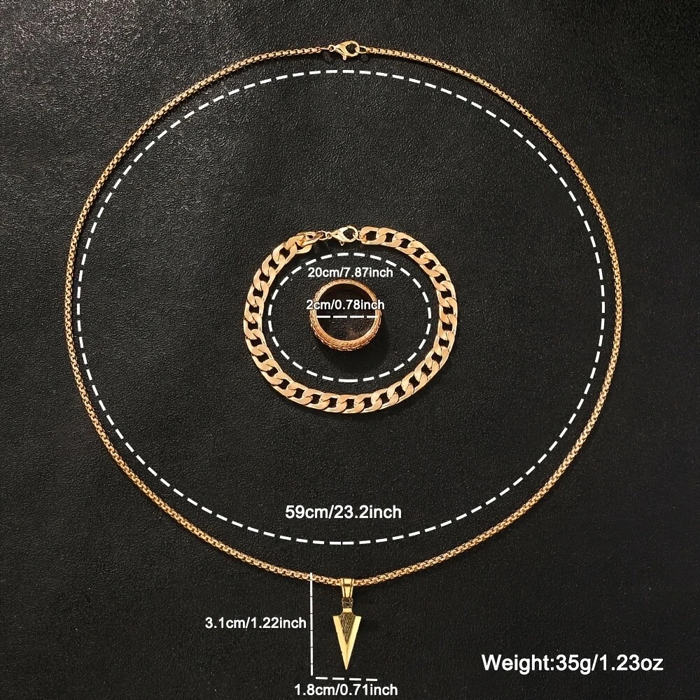 4PCS Men's Watch Set  Jewelry Set Gold Plated Bracelet Necklace Ring Combo Luxury Business Casual Fashion Wristwatch Set For Daily Wear Party Nightclub Dating Birthday Anniversary Gift For Him
