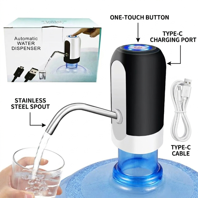 UPHUI Water Extractor Automatic Water Bottle Pump USB Rechargeable Electric Water Bottle Filler Dispenser Portable Universal Water Bottle Pump With Switch For Home Kitchen Office Camping